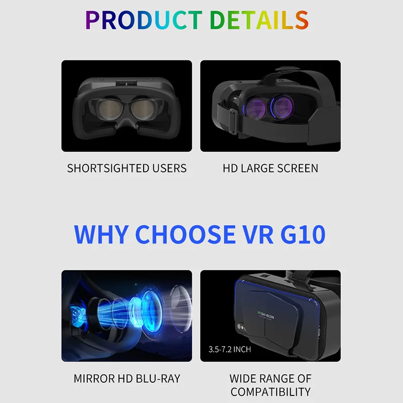 G10 IMAX Shinecon VR Glasses 3D Giant Screen Headset Virtual Reality Devices Helmet Google for Smartphone Support Controller