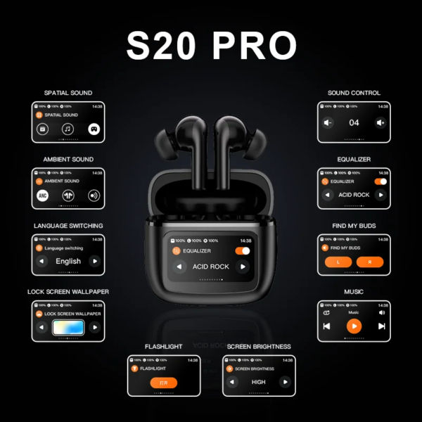 Beatfade S20 Pro Touch Screen ANC Wireless Earphones TWS Noise Cancelling Earbud Bluetoth 5.3 Support APP Long Battery life HiFi - Image 3