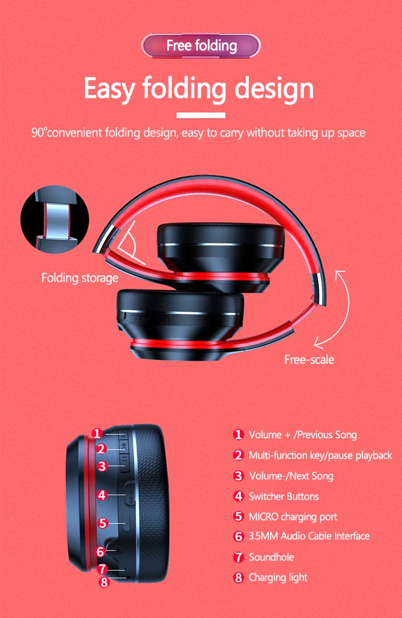 Lenovo HD200 Bluetooth Earphones Over-ear Foldable Computer Wireless Headphones Noise Cancellation HIFI Stereo Gaming Headset