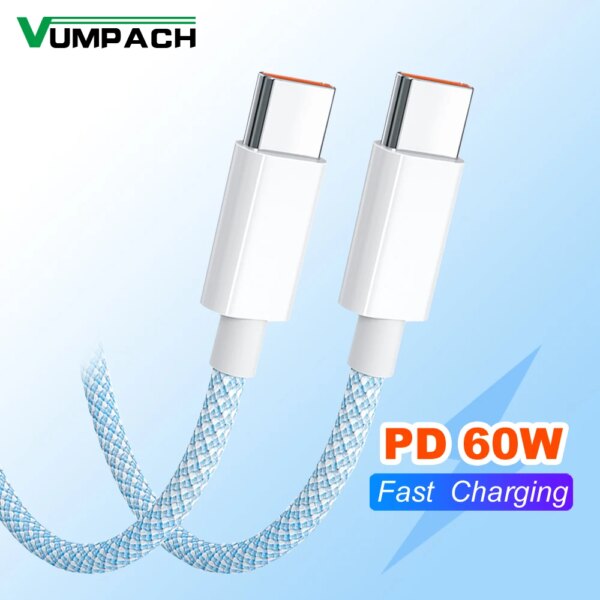 60W 6A USB Type C to Type C Cable Data Line For Iphone 15 Xiaomi Poco Fast Charging USB C Cable Type C Data Charge Cord Wire 20V