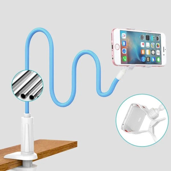 70cm 360° Spiral Rotate Clip Mobile Phone Holder Stand Portable Lazy Bed Desktop Bracket phone Desk Bed Mount Stand Base Support - Image 2