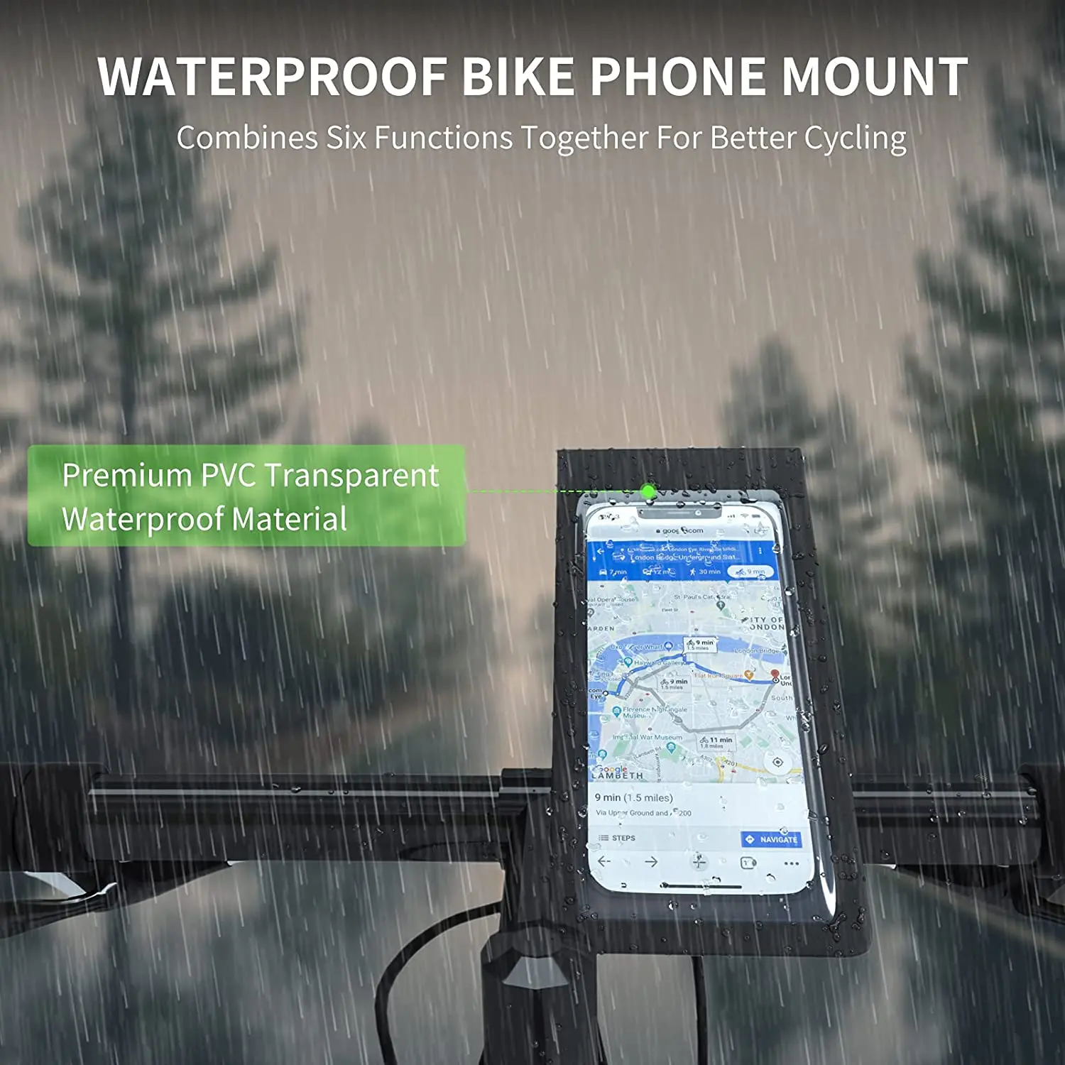 Bike Holder Waterproof Pouch Bag Bicycle Phone Case TPU Touchscreen with Rain Cover Handlebar Mirror Motorcycle Stand Mount