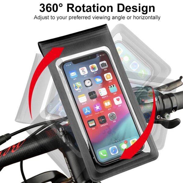 Bike Holder Waterproof Pouch Bag Bicycle Phone Case TPU Touchscreen with Rain Cover Handlebar Mirror Motorcycle Stand Mount - Image 4