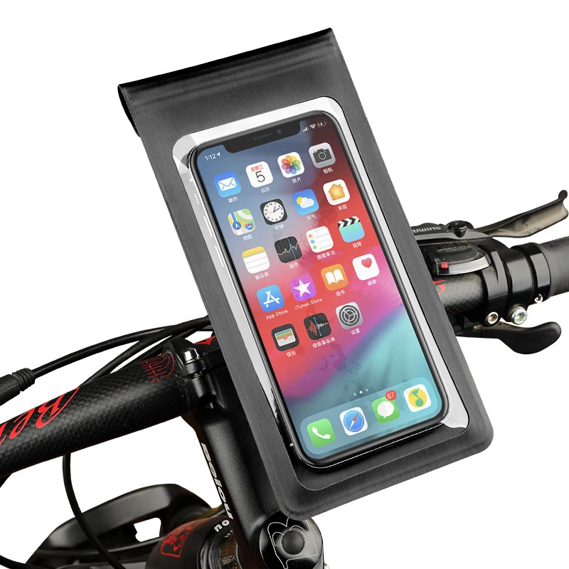 Bike Holder Waterproof Pouch Bag Bicycle Phone Case TPU Touchscreen with Rain Cover Handlebar Mirror Motorcycle Stand Mount