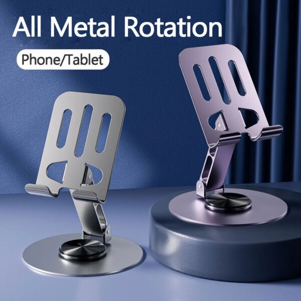 All Metal Aluminum 360 Rotation Mobile Phone Holder Universal Bracket Folding Double Shaft Design Stable Anti Fall - Image 2