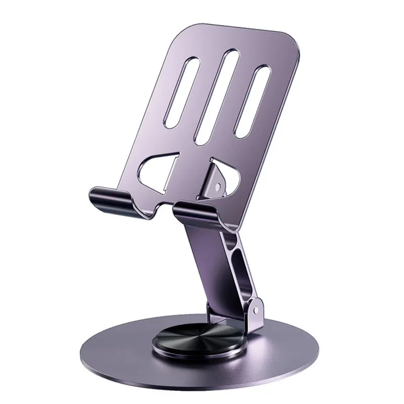 All Metal Aluminum 360 Rotation Mobile Phone Holder Universal Bracket Folding Double Shaft Design Stable Anti Fall