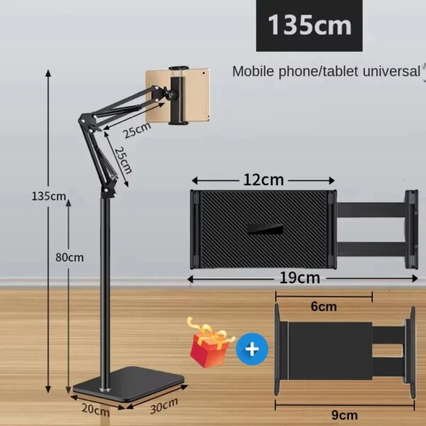 Metal Carbon Steel Cantilever Mobile Holder - Bedside Bed Stand For Lying Down Support Cell Phone Tablets IPad Bracket Grip