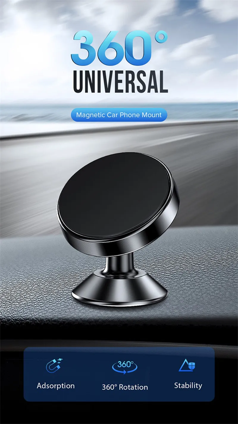 Magnetic Car Phone Holder Magnet Mount Bracket Stick on Car Dashboard Wall Mobile Cell Support in Car for iPhone Samsung Xiaomi