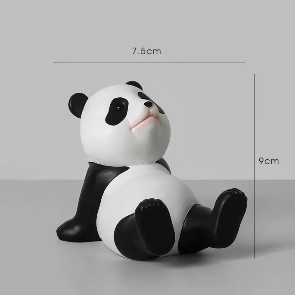 Panda Figurines For Interior Universal Cell Mobile Phone Stand Holder Modern Resin Sculpture Statue Home Office Desk Decor