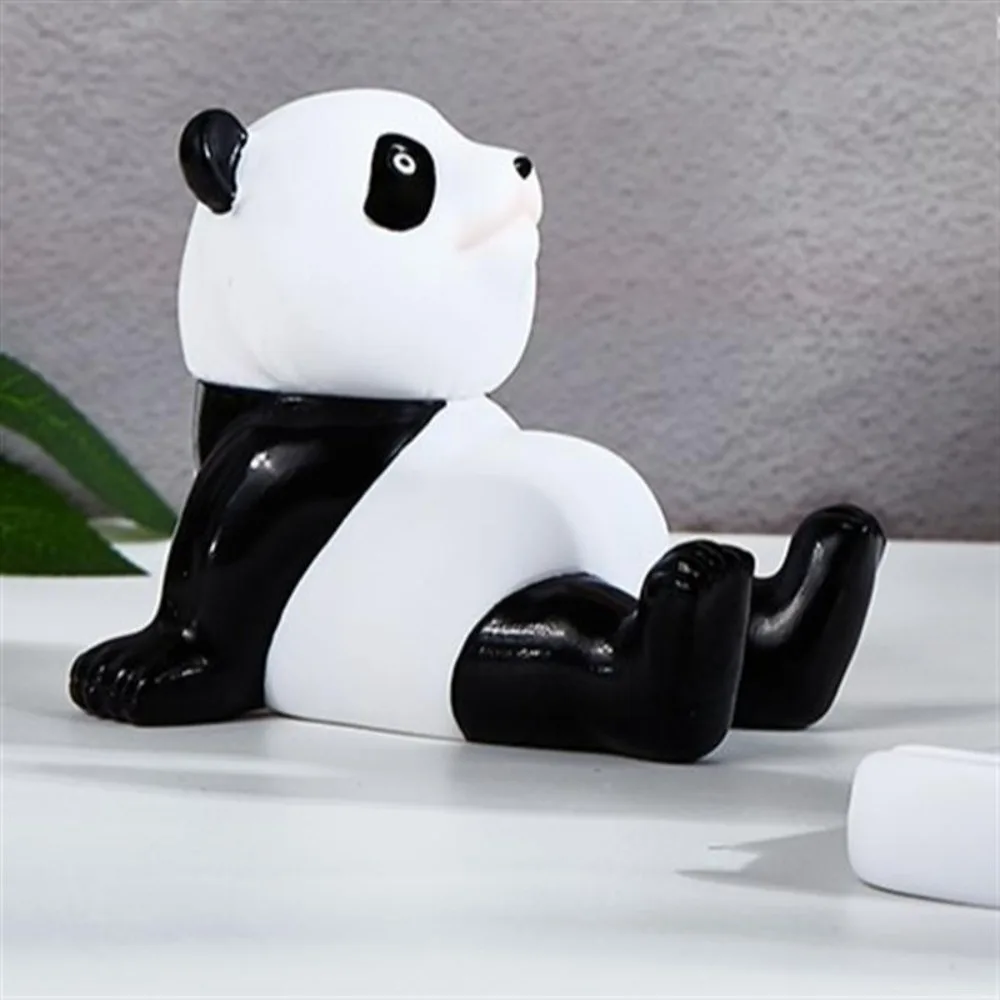 Panda Figurines For Interior Universal Cell Mobile Phone Stand Holder Modern Resin Sculpture Statue Home Office Desk Decor