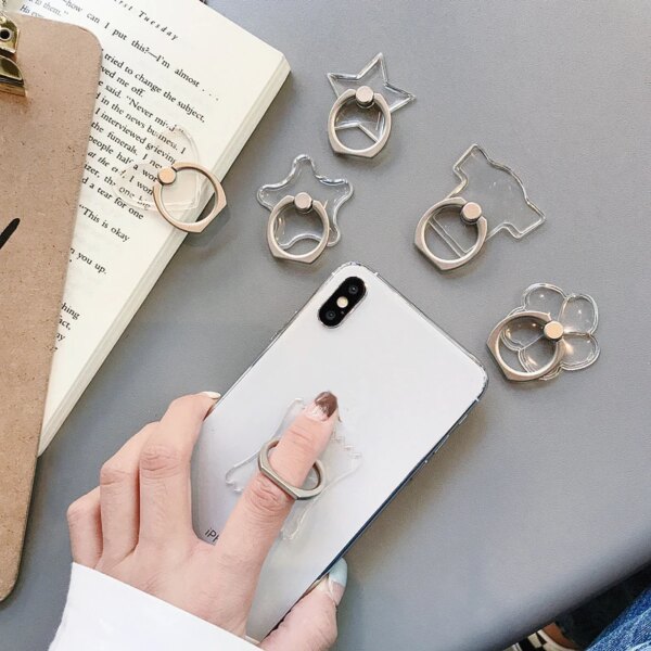 ​Universal Mobile Phone Holder Stand Finger Ring Magnetic For cute Cell Smart Phone Transparent holder for iphone 11 12 XS MAX - Image 3