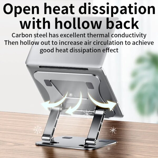 Phone Tablet Stand Adjustable Aluminum Alloy laptop Tablet up to 17 "Laptop Portable Folding stand Cooling stand support - Image 3