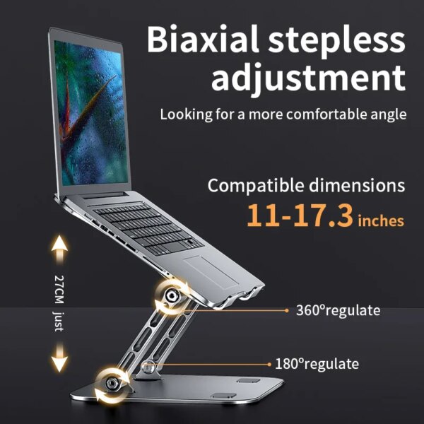 Phone Tablet Stand Adjustable Aluminum Alloy laptop Tablet up to 17 "Laptop Portable Folding stand Cooling stand support - Image 2