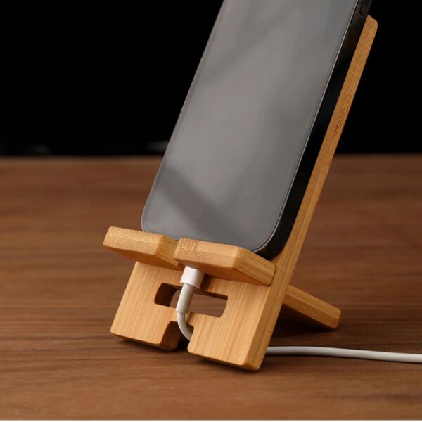 Wooden Desktop Phone Holder Lazy Phone Stand Smartphone Charging Stand Lazy Phone Bracket Mobilephone Support Tablet Stand - Image 3