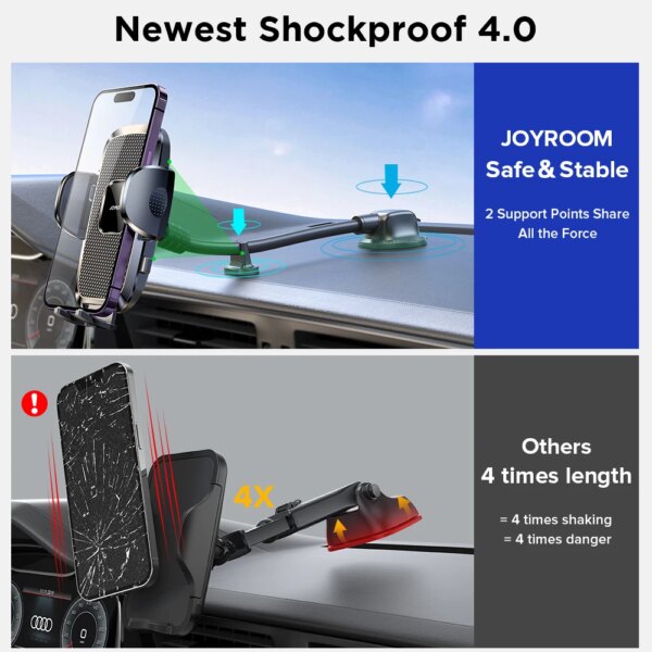 Dashboard Phone Holder for Car【360° Widest View】9in Flexible Long Arm, Universal Handsfree Auto Windshield Air Vent Phone Mount - Image 3