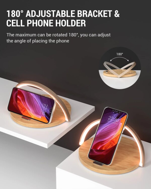 COLSUR S21 Wireless Charger 15W Fast Charging Phone Holder Bedside LED Night Light for IPhone 15 14 13 series  Android phones - Image 4