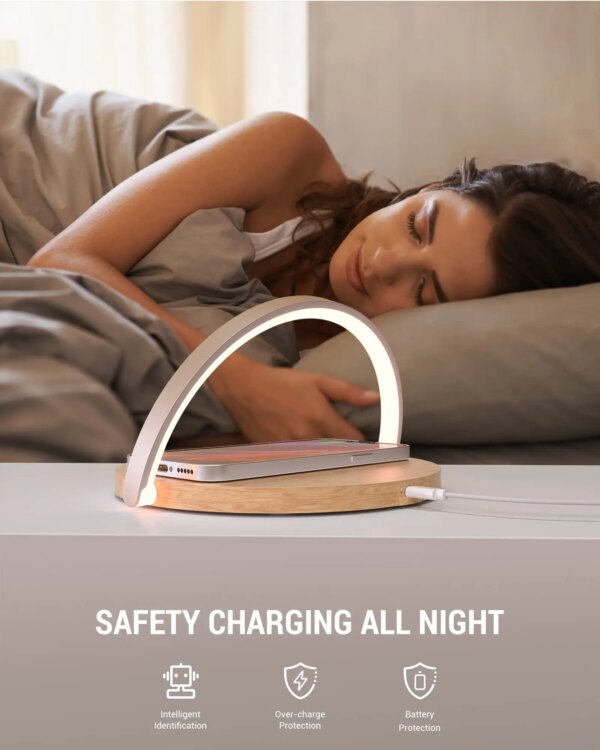 COLSUR S21 Wireless Charger 15W Fast Charging Phone Holder Bedside LED Night Light for IPhone 15 14 13 series  Android phones - Image 5