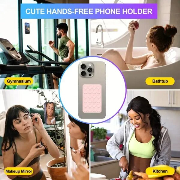 Silicone Suction Phone Holder Mat Multifunctional Suction Cup Wall Stand Square Anti-Slip Single-Sided Case Mount Back Sticker - Image 6