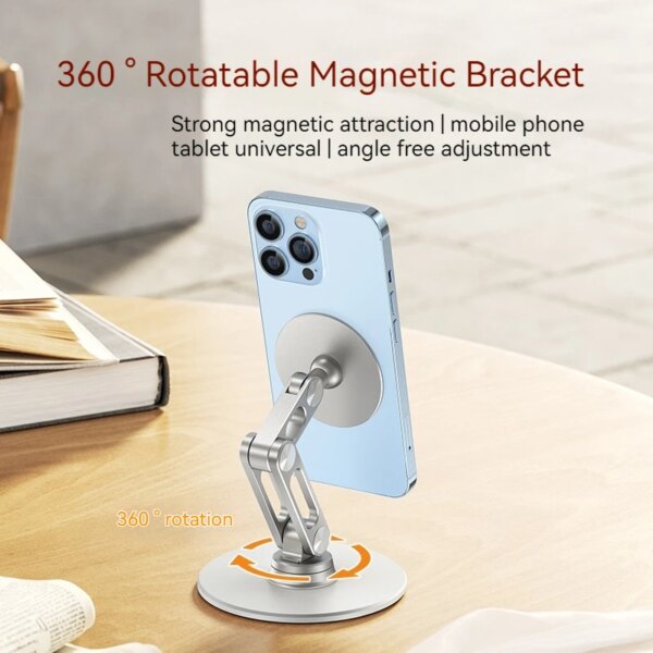 Desk Magnetic Cellphone Stand Metal Rotating Smartphone Holder Moible Phone Support Bracket for iPhone Samsung Xiaomi - Image 2