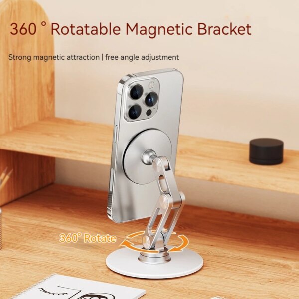 Desk Magnetic Cellphone Stand Metal Rotating Smartphone Holder Moible Phone Support Bracket for iPhone Samsung Xiaomi - Image 4