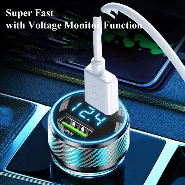 2 in 1 USB Car Charger Adapter 300W Super Fast Charge with Voltage Monitor for iPhone Samsung iPad Huawei Oneplus OPPO VIVO - Image 3