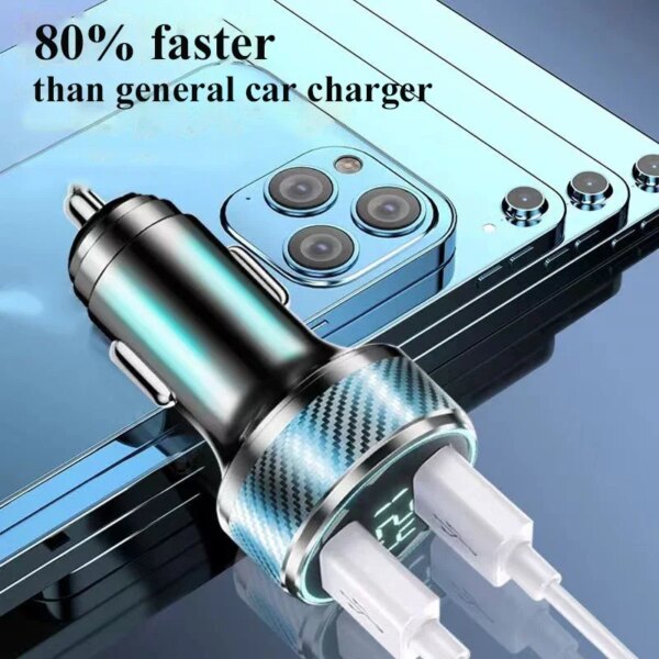 2 in 1 USB Car Charger Adapter 300W Super Fast Charge with Voltage Monitor for iPhone Samsung iPad Huawei Oneplus OPPO VIVO - Image 5