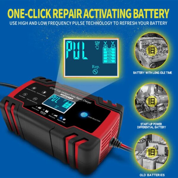 12-24V 6/8A Full Automatic Battery charger Digital LCD Display Car Battery Chargers Power Puls Repair Chargers Wet Dry Lead Acid - Image 3