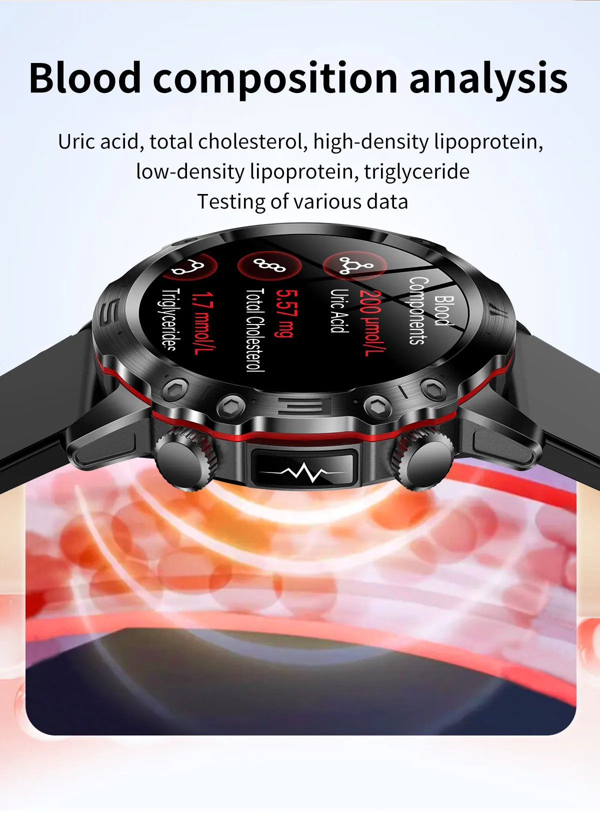 New Healthy Blood Lipids Uric Acid Blood Sugar Smart Watch Men ECG+PPG Fitness Tracker Clock Bluetooth Call Sports Smartwatches