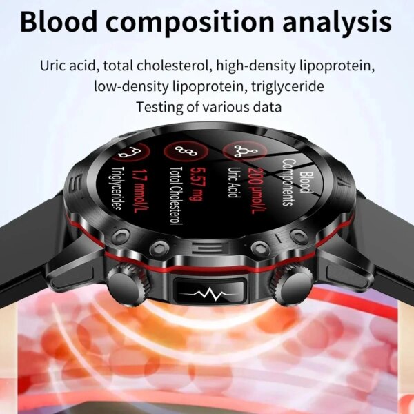 New Healthy Blood Lipids Uric Acid Blood Sugar Smart Watch Men ECG+PPG Fitness Tracker Clock Bluetooth Call Sports Smartwatches - Image 4