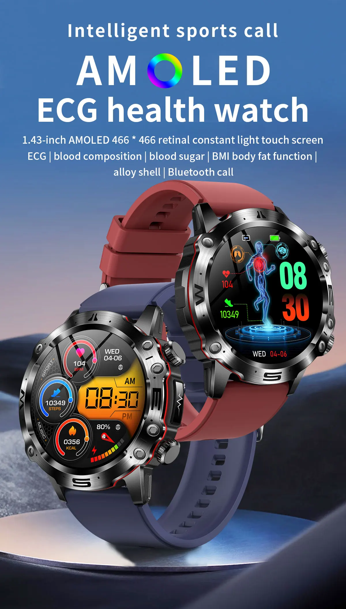 New Healthy Blood Lipids Uric Acid Blood Sugar Smart Watch Men ECG+PPG Fitness Tracker Clock Bluetooth Call Sports Smartwatches