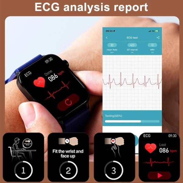 2024 New For Xiaomi Uric Acid Blood Fat Smart Watch Men Blood Sugar ECG+PPG Blood Pressure Bluetooth Call Sports Health Watches - Image 4