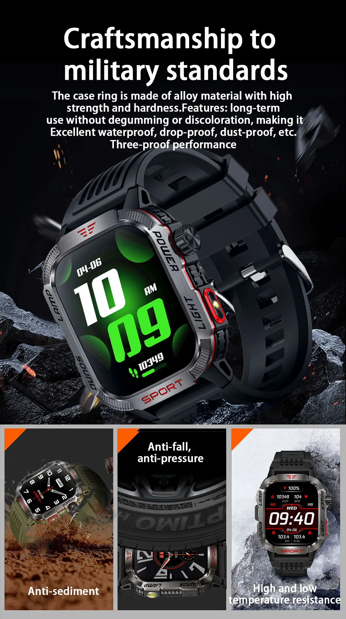 2024 New For Xiaomi Outdoor Military Compass Smartwatch Men GPS Track Bluetooth Call 600Mah Battery LED Lighting Men Smartwatch