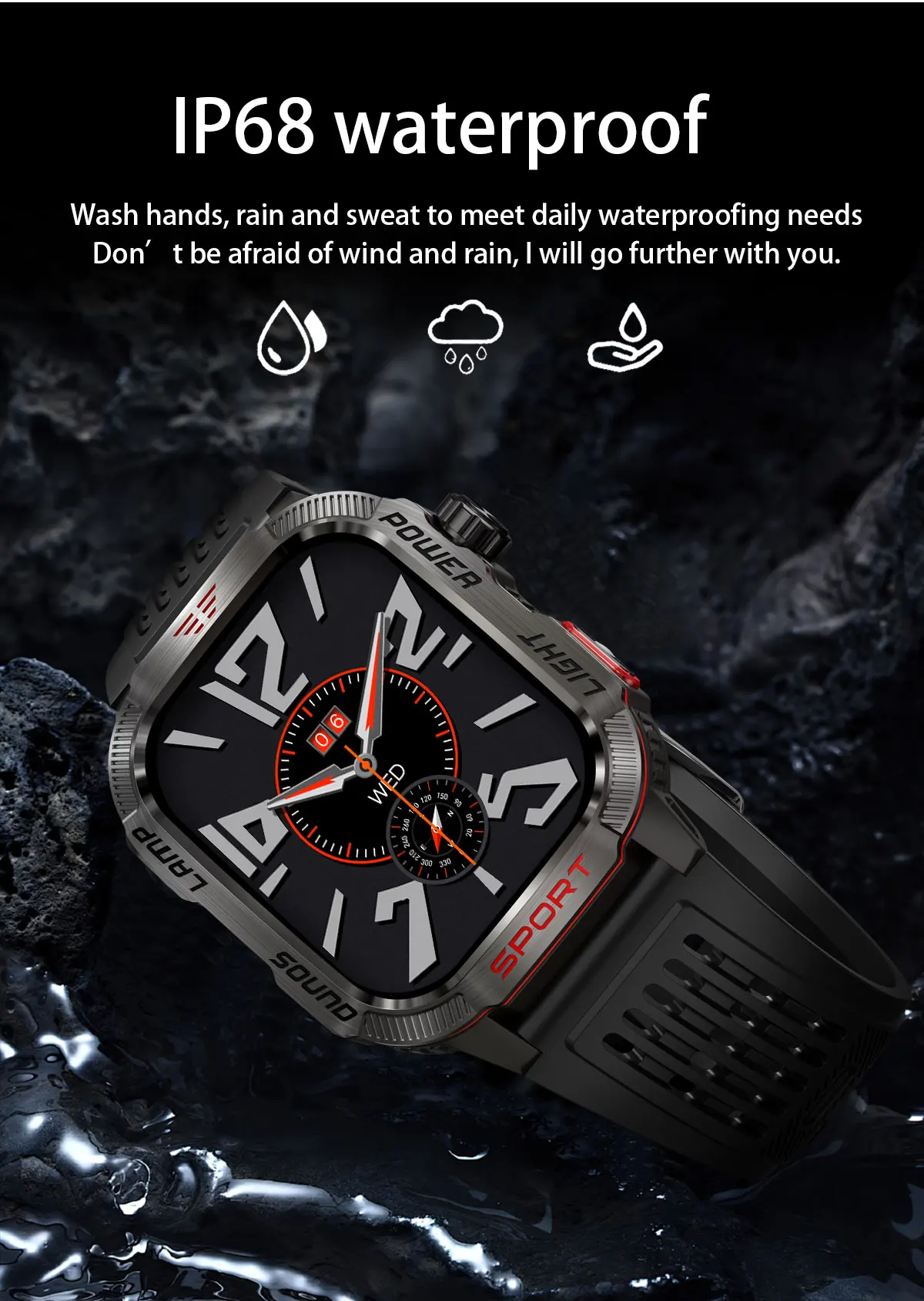 2024 New For Xiaomi Outdoor Military Compass Smartwatch Men GPS Track Bluetooth Call 600Mah Battery LED Lighting Men Smartwatch