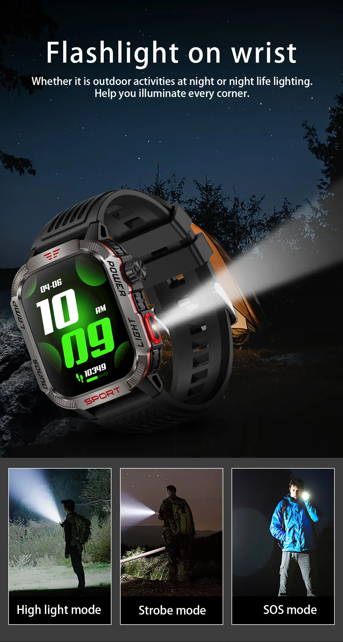 2024 New For Xiaomi Outdoor Military Compass Smartwatch Men GPS Track Bluetooth Call 600Mah Battery LED Lighting Men Smartwatch