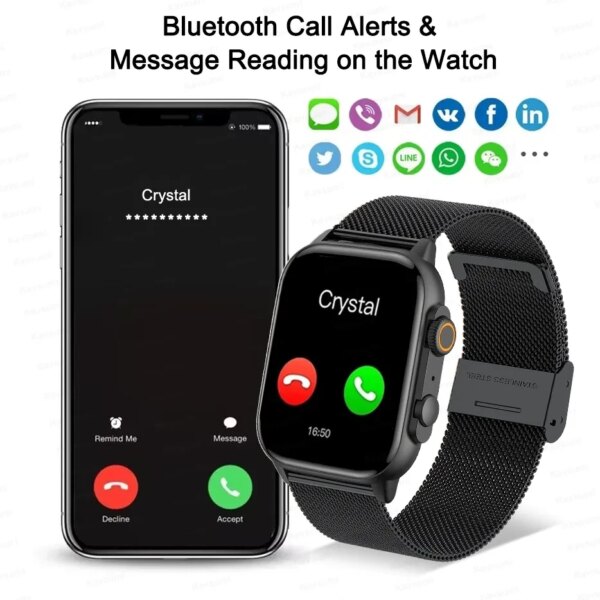 2024 New AMOLED Screen Ultra Smart Watch Always Show Time Bluetooth Call Series 8 High Refresh Rtae NFC Smartwatch Sport Watches - Image 3