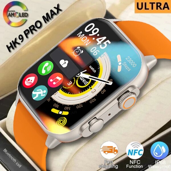 2024 New AMOLED Screen Ultra Smart Watch Always Show Time Bluetooth Call Series 8 High Refresh Rtae NFC Smartwatch Sport Watches