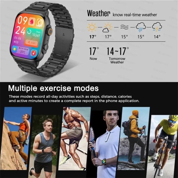 2024 New AMOLED Screen Ultra Smart Watch Always Show Time Bluetooth Call Series 8 High Refresh Rtae NFC Smartwatch Sport Watches - Image 5