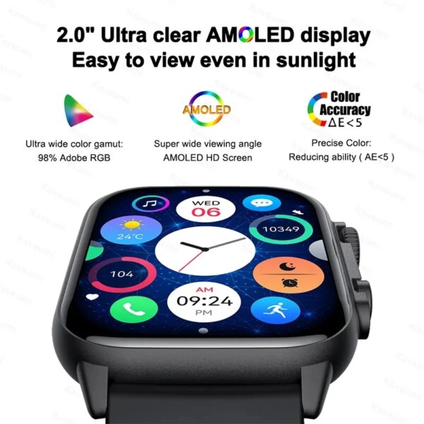 2024 New AMOLED Screen Ultra Smart Watch Always Show Time Bluetooth Call Series 8 High Refresh Rtae NFC Smartwatch Sport Watches - Image 6