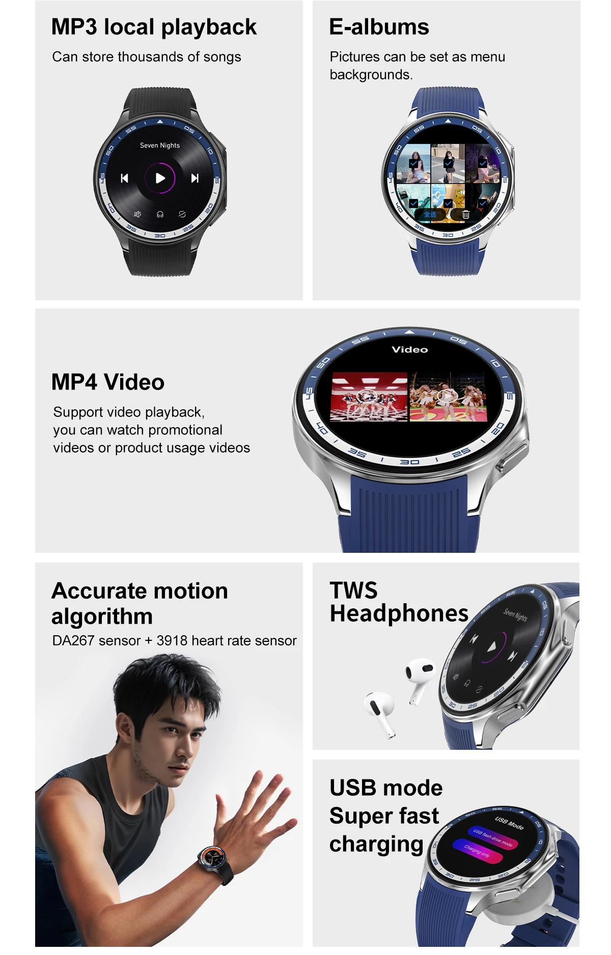 High-End Men Business Watch For Samsung OPPO Watch X 4G Large Memory Video playback Smartwatch Sport Fitness Waterproof Watches