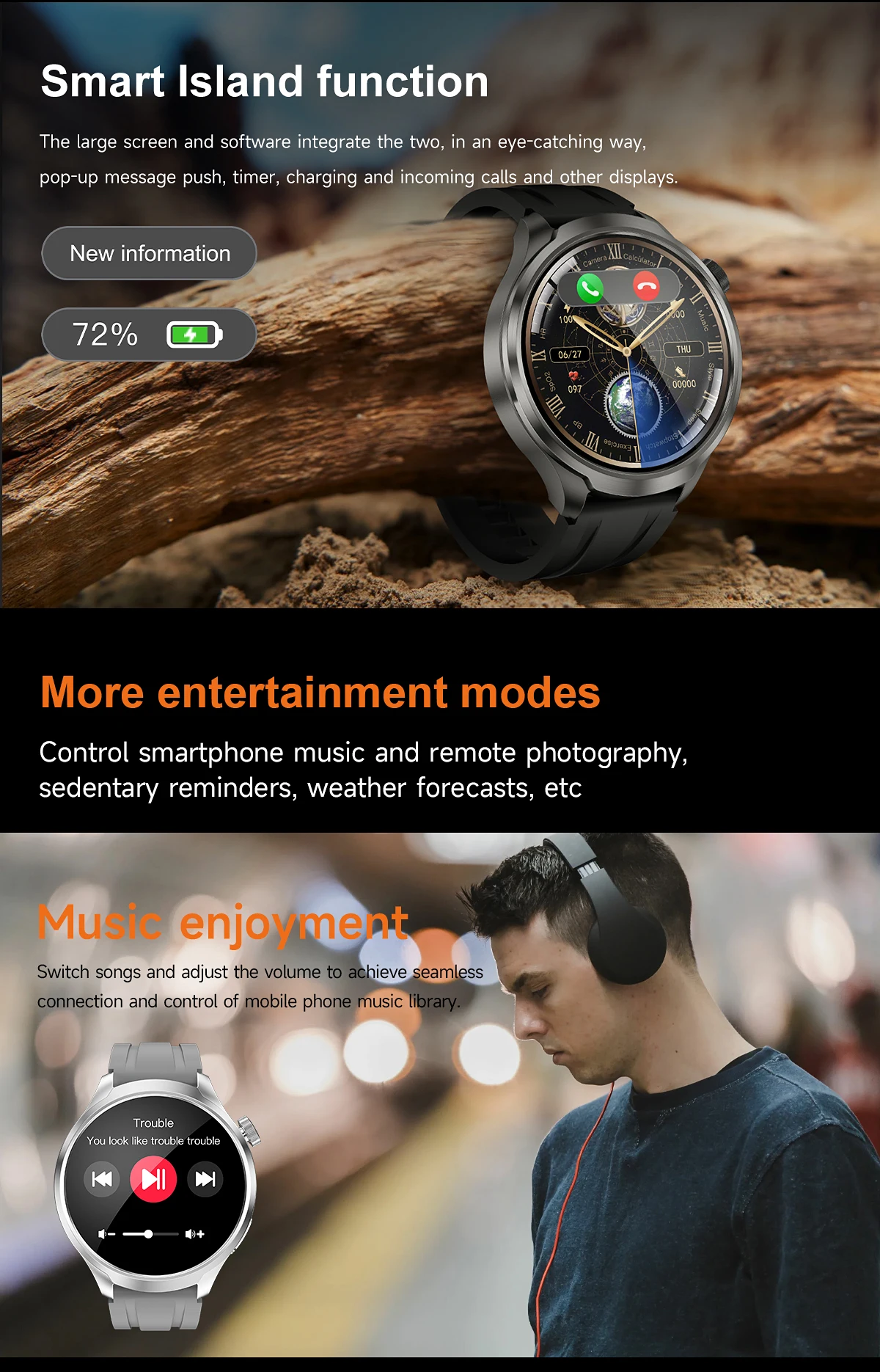 Original For HUAWEI Outdoor Sports Smart Watch Men AMOLED Screen NFC GPS Compass Heart rate Waterproof Bluetooth Call SmartWatch