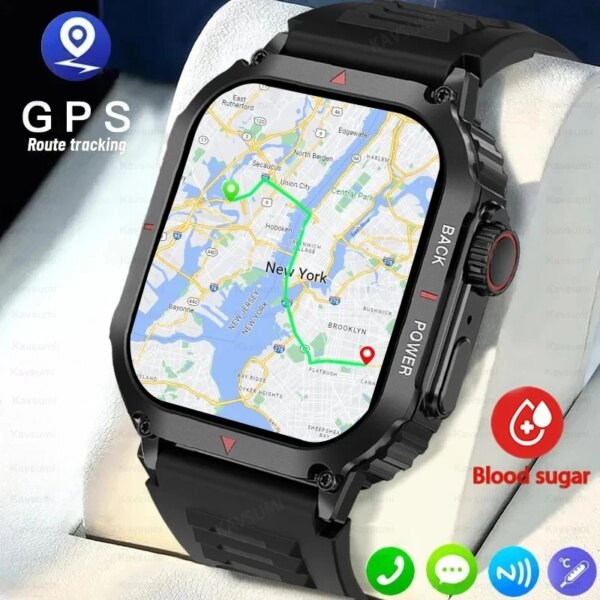 GPS Track Compass Smart Watch Men AMOLED Screen NFC Smartwatches Waterproof Outdoor Sports Fitness Watch Military Bluetooth Call