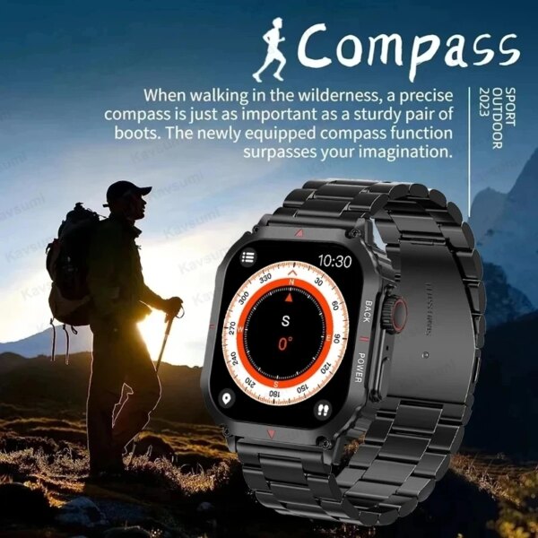 GPS Track Compass Smart Watch Men AMOLED Screen NFC Smartwatches Waterproof Outdoor Sports Fitness Watch Military Bluetooth Call - Image 2