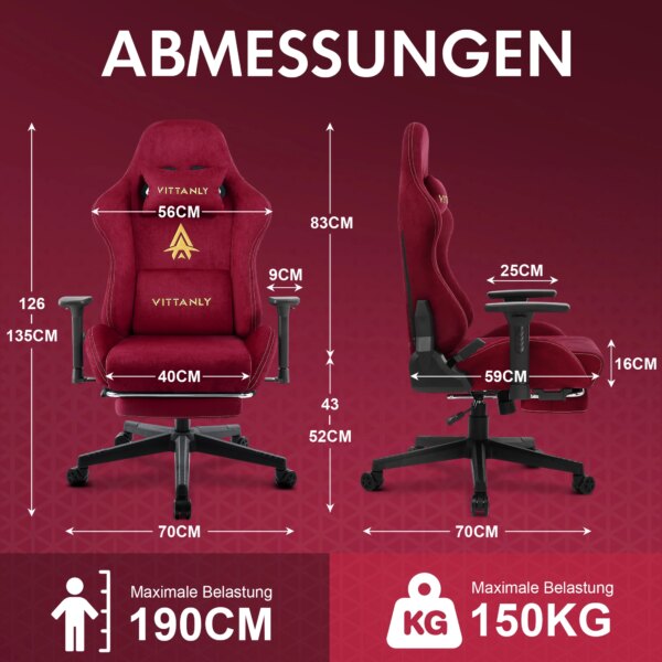 Ergonomic Red Gaming chair for Adults Indoor PC Computer Chair Racing Office Chair Suede Leather Height Adjustable Swivel Chair - Image 3