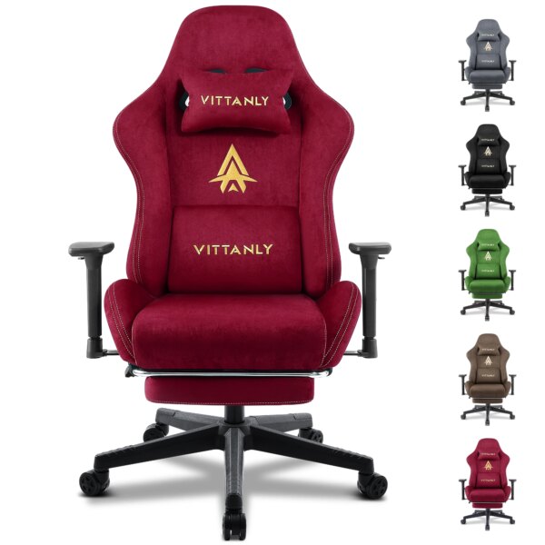 Ergonomic Red Gaming chair for Adults Indoor PC Computer Chair Racing Office Chair Suede Leather Height Adjustable Swivel Chair - Image 2