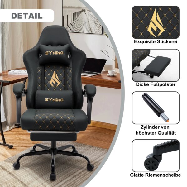 Symino Gaming Chair in Racing Style, Office Chair with Footrest &Adjustable Armrests, 200 kg Load Capacity - Image 4