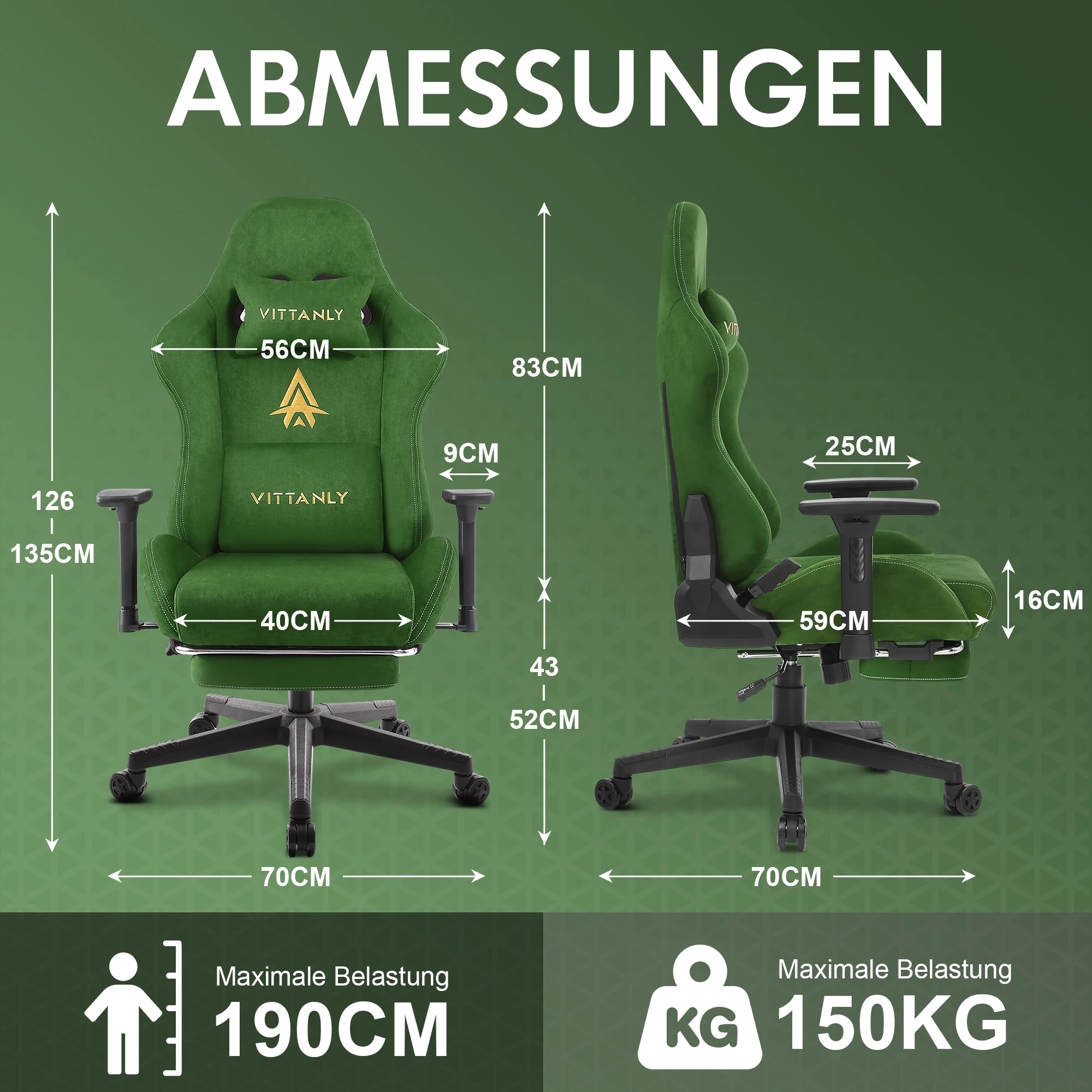 New Massage Gaming Chair Green Gaming Chair with Foot Pedal and Massage Lumbar Pillow Ergonomic Gaming Chair Suede Leather Chair