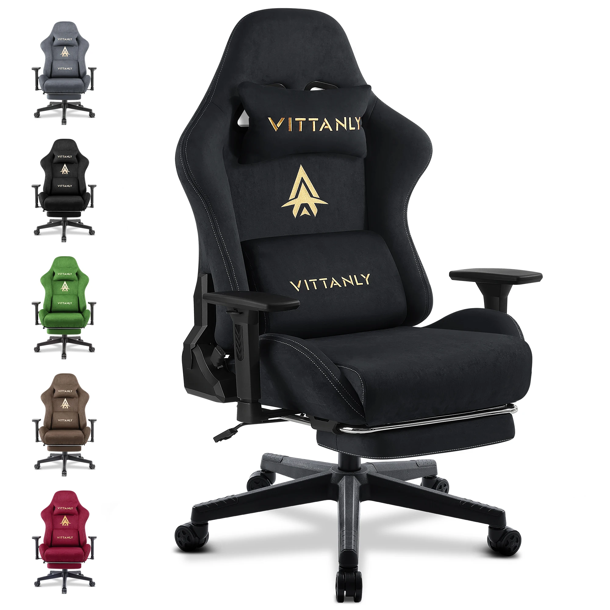 New Massage Gaming Chair Green Gaming Chair with Foot Pedal and Massage Lumbar Pillow Ergonomic Gaming Chair Suede Leather Chair