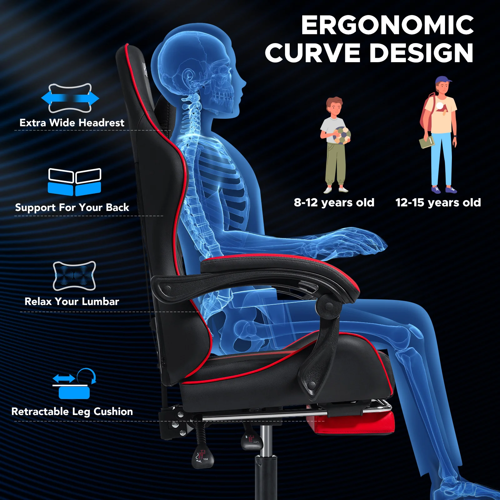 Gaming Chair Office Chair Massage Racing Computer Desk Chairs Headrest Ergonomic Massage Lumbar Support High Back Adjustable