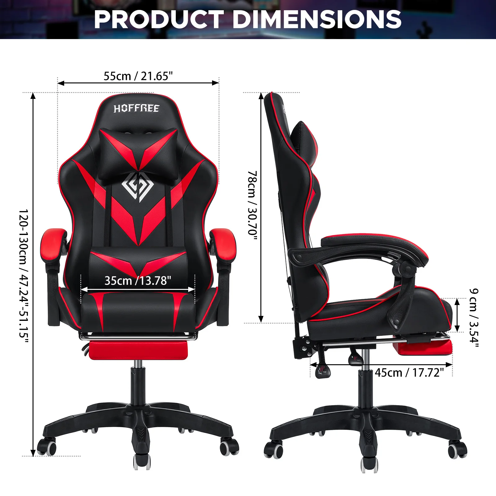 Gaming Chair Office Chair Massage Racing Computer Desk Chairs Headrest Ergonomic Massage Lumbar Support High Back Adjustable