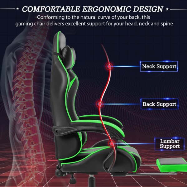 Gaming Chair Office Chair Massage Racing Computer Desk Chairs Headrest Ergonomic Massage Lumbar Support High Back Adjustable - Image 3